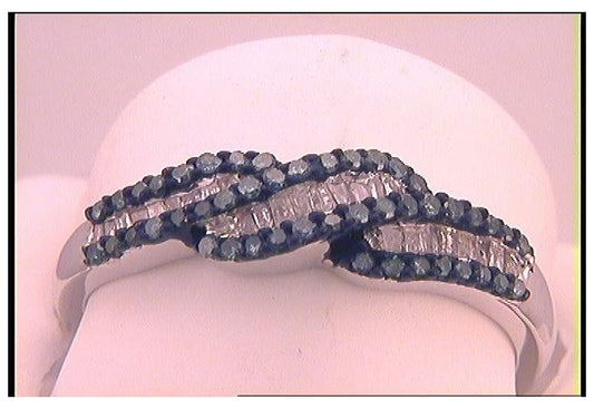 Sterling Silver 1/2ctw Diamond Fashion Blue Ring