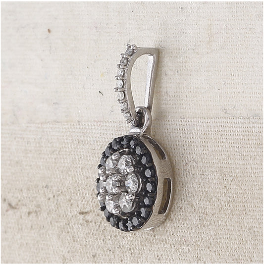 10kt White Gold Womens Color Enhanced Black Diamond Flower Cluster Fashion Pendant 1/2 Cttw