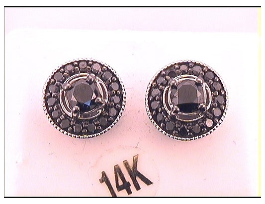 14kt White Gold Womens Color Enhanced Black Diamond Stud Earrings 2.00 Cttw