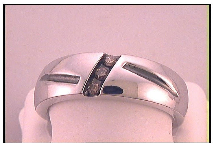 10kt White Gold 1/6ctw Diamond Micro-pave Mens Brown Band