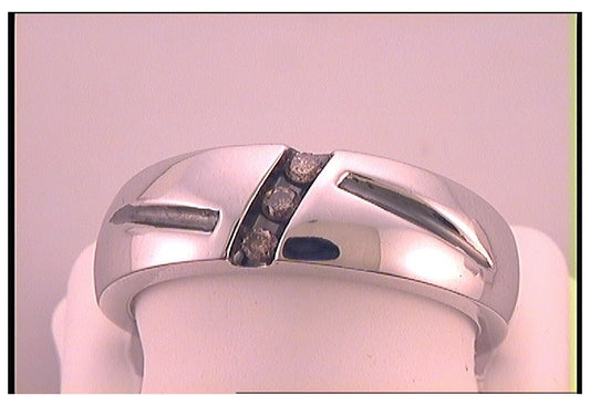 10kt White Gold 1/6ctw Diamond Micro-pave Mens Brown Band