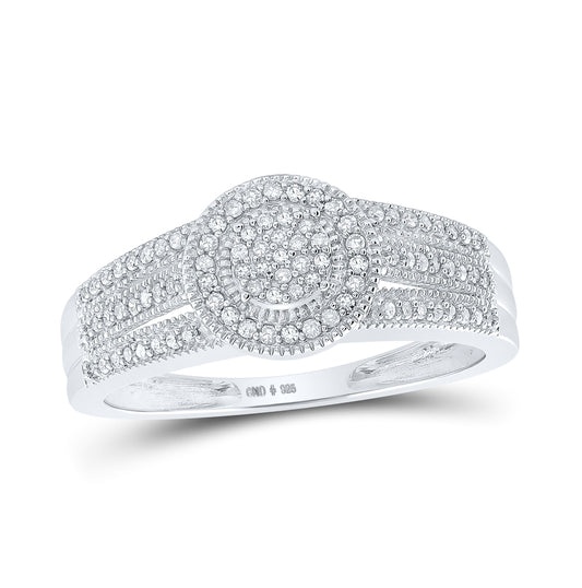 Sterling Silver Womens Round Diamond Cluster Ring 1/4 Cttw, Womens Size: 5-10