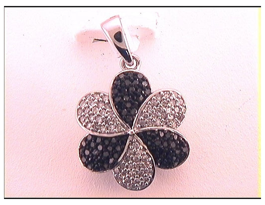 10kt White Gold 1/3ctw Diamond Black Diamond Pendant
