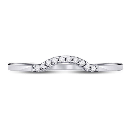 10K White Gold Womens Round Diamond Contoured Solitaire Enhancer Wedding Band 1/20 Cttw, Womens Size: 5-10