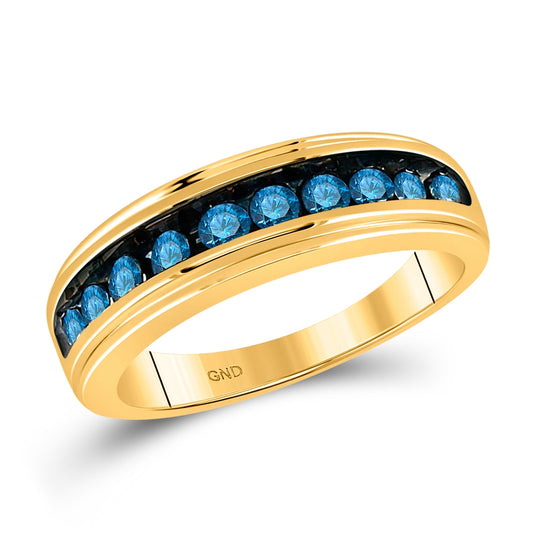 10kt Yellow Gold 1/2ctw Diamond Fashion Blue Band