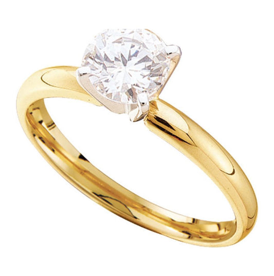 14K Yellow Gold Womens Round Diamond Solitaire Bridal Wedding Engagement Ring 1/6ctw, Womens Size: 5-10