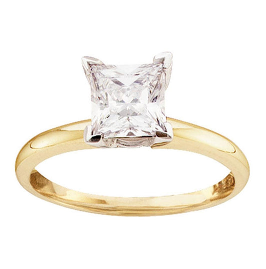 14kt Yellow Gold Womens Princess Diamond Solitaire Bridal Wedding Engagement Ring 1/6 Cttw