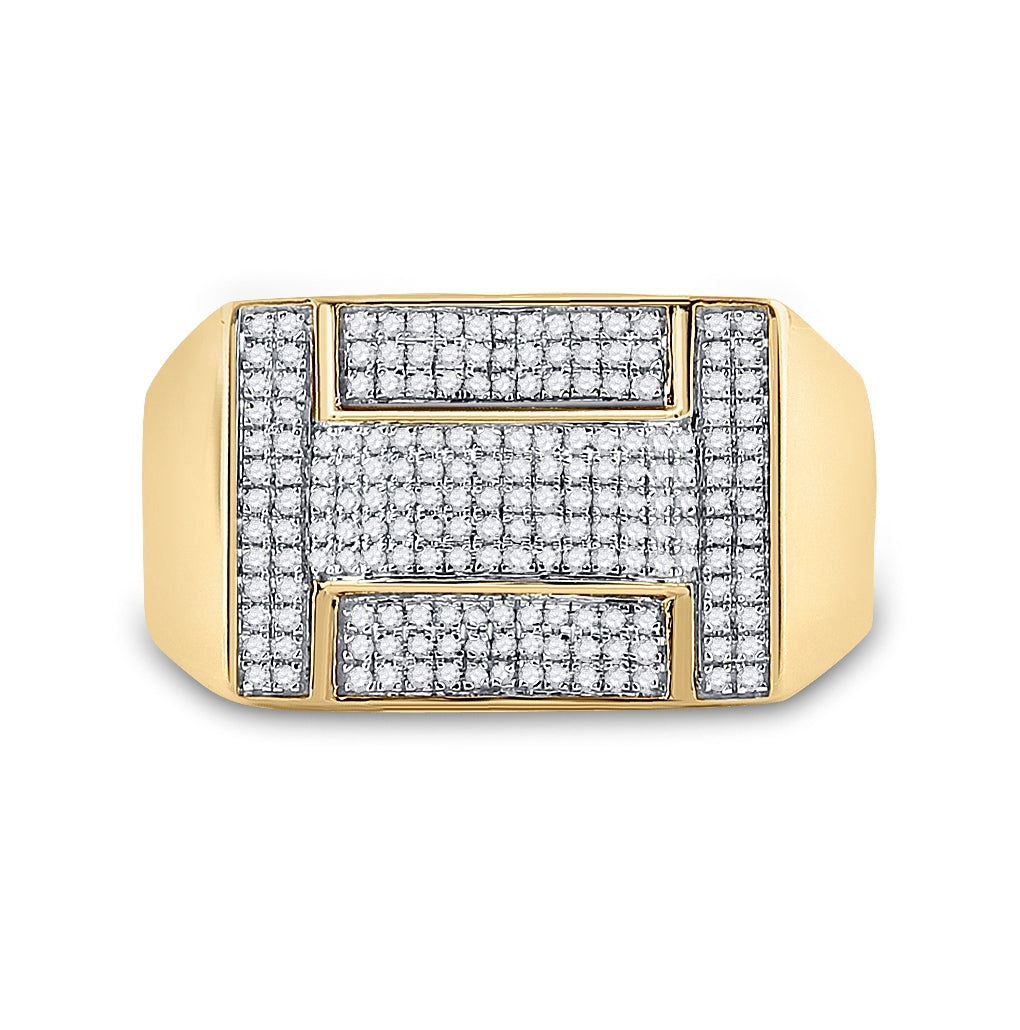 10K Yellow Gold Men's Round Diamond Cluster Ring 1/2ctw, Men's Size: 7-13