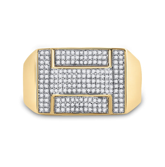 10K Yellow Gold Men's Round Diamond Cluster Ring 1/2ctw, Men's Size: 7-13