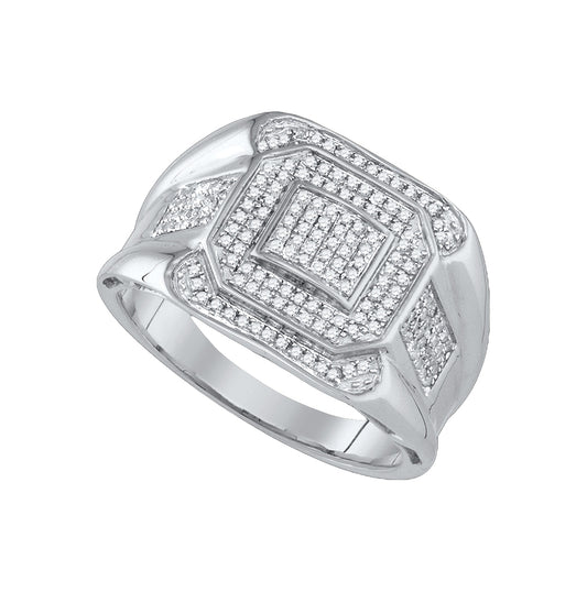 10kt White Gold 1/2ctw Diamond Micro-pave Mens Ring