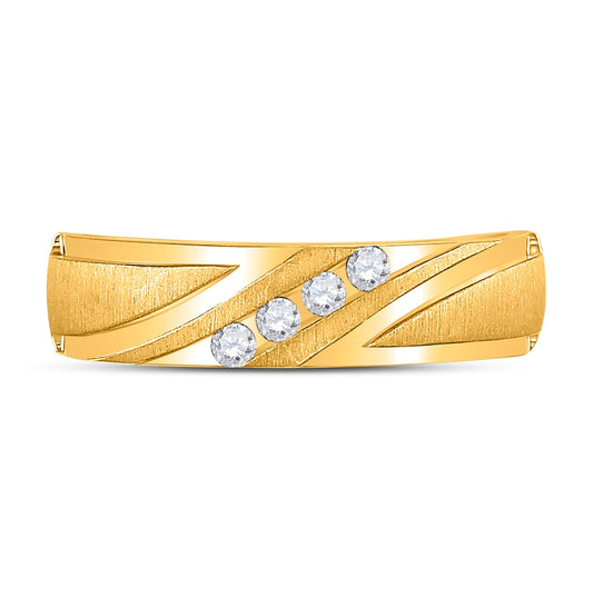 10K Yellow Gold Mens Round Diamond Wedding Band Ring 1/6 Cttw, Mens Size: 7-13