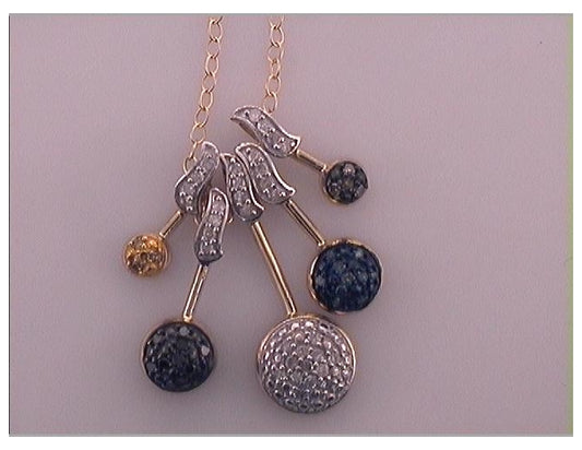 10kt Yellow Gold Womens Color Enhanced Blue Diamond Fashion Pendant Necklace 1/2 Cttw