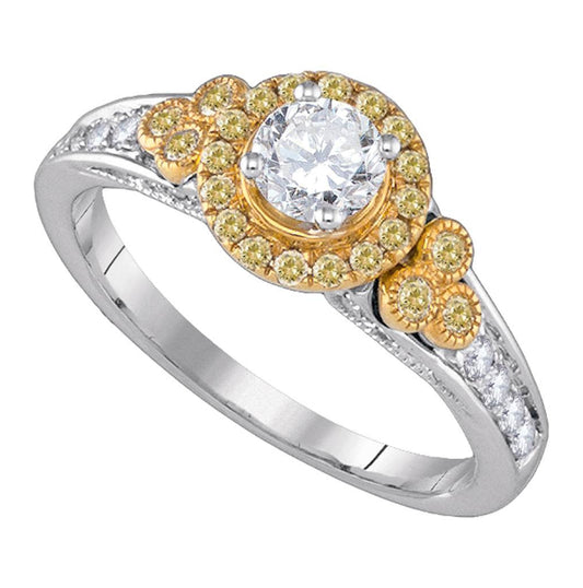 14kt White Gold Women's Round Dia. Solitaire Bridal Wedding Engagement Ring 3/4ctw