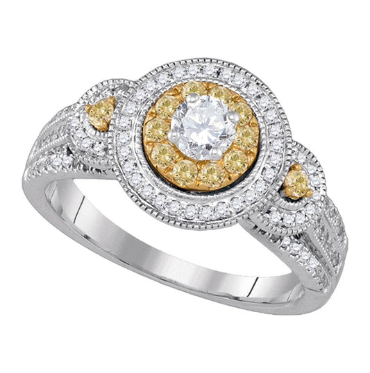 14kt White Gold Women's Round Diamond Solitaire Bridal Wedding Engagement Ring 3/4ctw