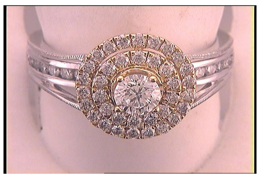 14kt Two-tone Gold 1 Cttw Diamond 1/3ct-crd Bridal Ring