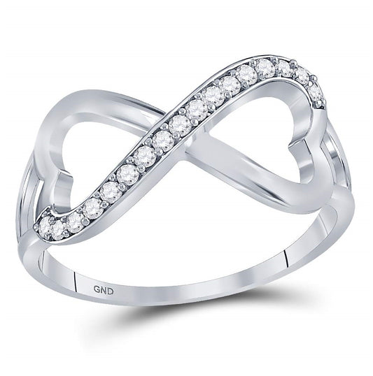 Sterling Silver White Diamond Infinity-weave Heart Womens Band Ring 1/6 Cttw, Womens Size: 5-10