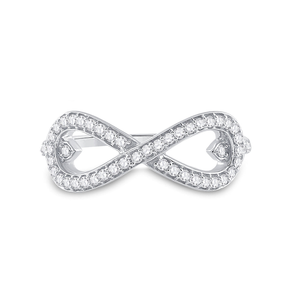 10kt White Gold Womens Round Diamond Infinity Fashion Ring 1/3 Cttw