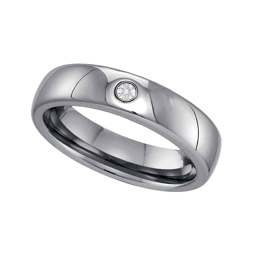 Tungsten Carbide Mens Round Diamond Band Ring .01 Cttw Size 9