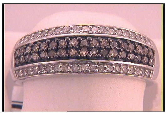 10kt White Gold 1/2ctw Diamond  Natural Brown Band