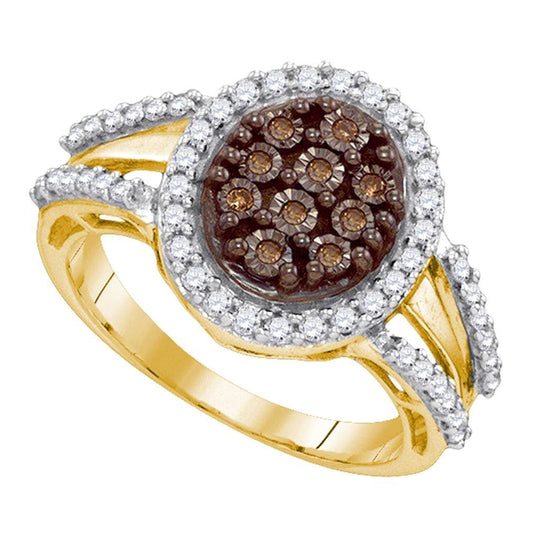10kt Yellow Gold 1/2ctw Diamond Brown Micro-pave Ring