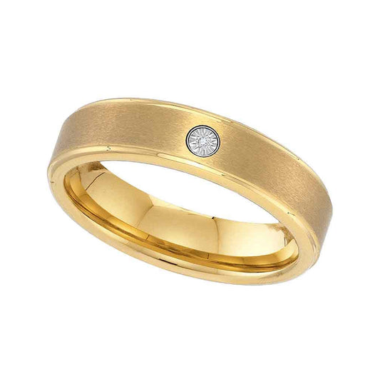 Yellow-tone Tungsten Carbide Mens Round Diamond Wedding Band Ring .01 Cttw Size 13.5, Mens Size: 7-13