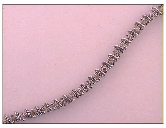 10kt White Gold Womens Brown Diamond Tennis Bracelet 7/8 Cttw