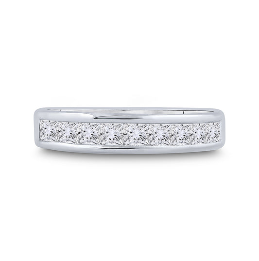 14K White Gold Womens Princess Channel-set Diamond Single Row Wedding Band 1 Cttw, Womens Size: 5-10