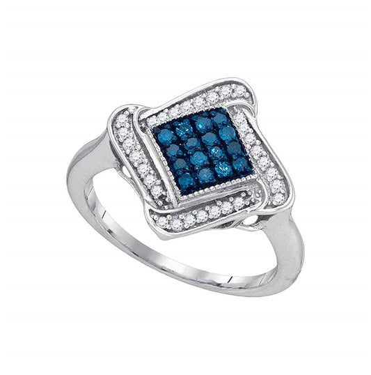 10kt White Gold 1/3ctw Diamond Fashion Blue Ring