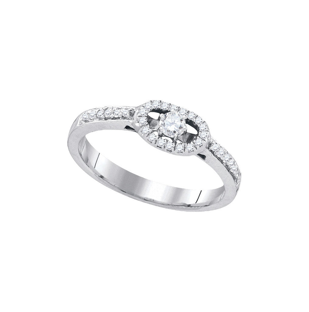 10kt White Gold Womens Round Diamond Solitaire Bridal Wedding Engagement Ring 1/4 Cttw