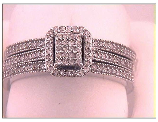 10kt White Gold 1/3ctw Diamond Micro-pave Bridal Set