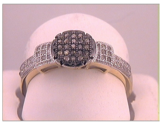10kt Yellow Gold Womens Brown Diamond Cluster Ring 1/5 Cttw