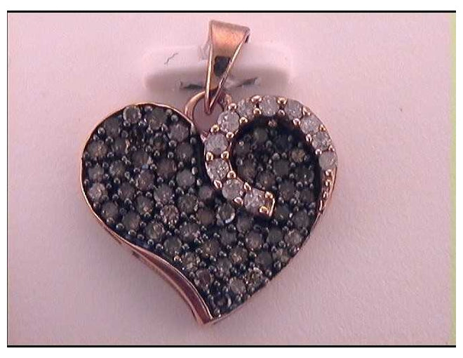 10kt Rose Gold 3/4ct Diamond Natural Brown Heart Pendant