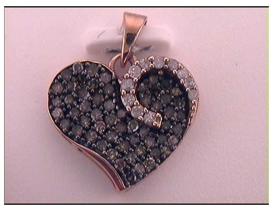 10kt Rose Gold 3/4ct Diamond Natural Brown Heart Pendant