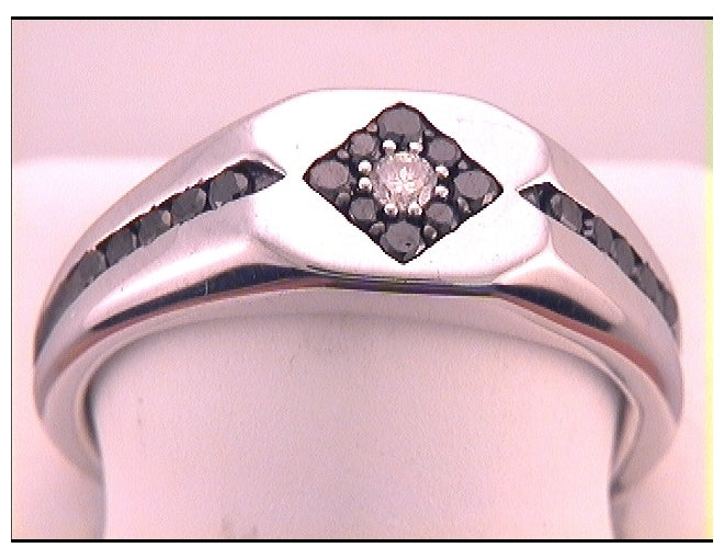 Sterling Silver 1/2ctw Diamond Black  Mens Ring