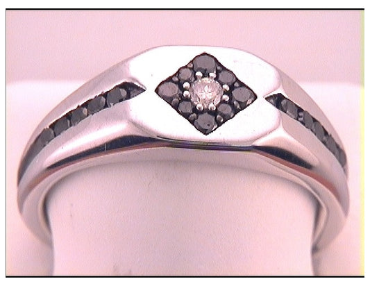 Sterling Silver 1/2ctw Diamond Black  Mens Ring