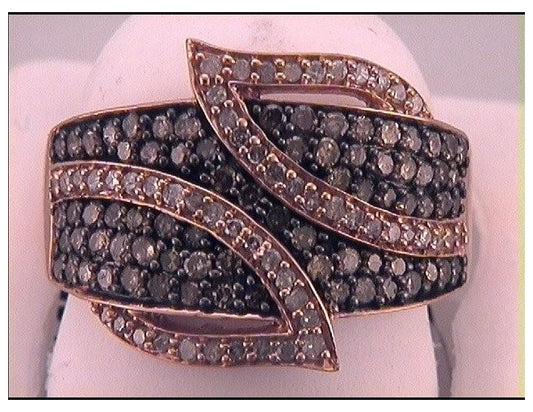 10kt Rose Gold Womens Round Brown Diamond Fashion Ring 1.00 Cttw
