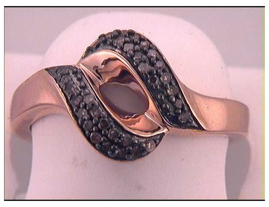 10kt Rose Gold 1/6ctw Diamond Natural Brown Ring