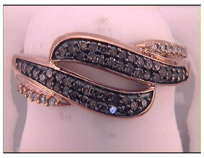 10kt Rose Gold 1/3ctw Diamond Micro-pave Brown Ring