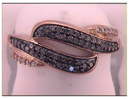 10kt Rose Gold 1/3ctw Diamond Micro-pave Brown Ring