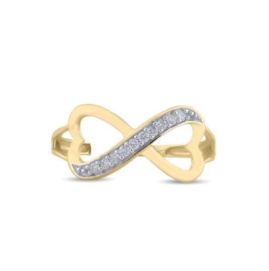10K Yellow Gold Womens Round Diamond Infinity Ring 1/10 Cttw, Womens Size: 5-10