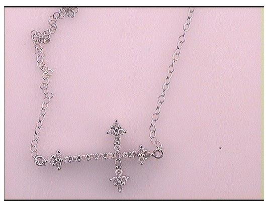 10kt White Gold 1/4ctw Diamond Cross Necklace
