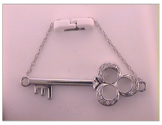10kt White Gold 1/20ctw Diamond Key Necklace