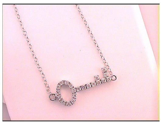 10kt White Gold 1/4ct Diamond Key Necklace