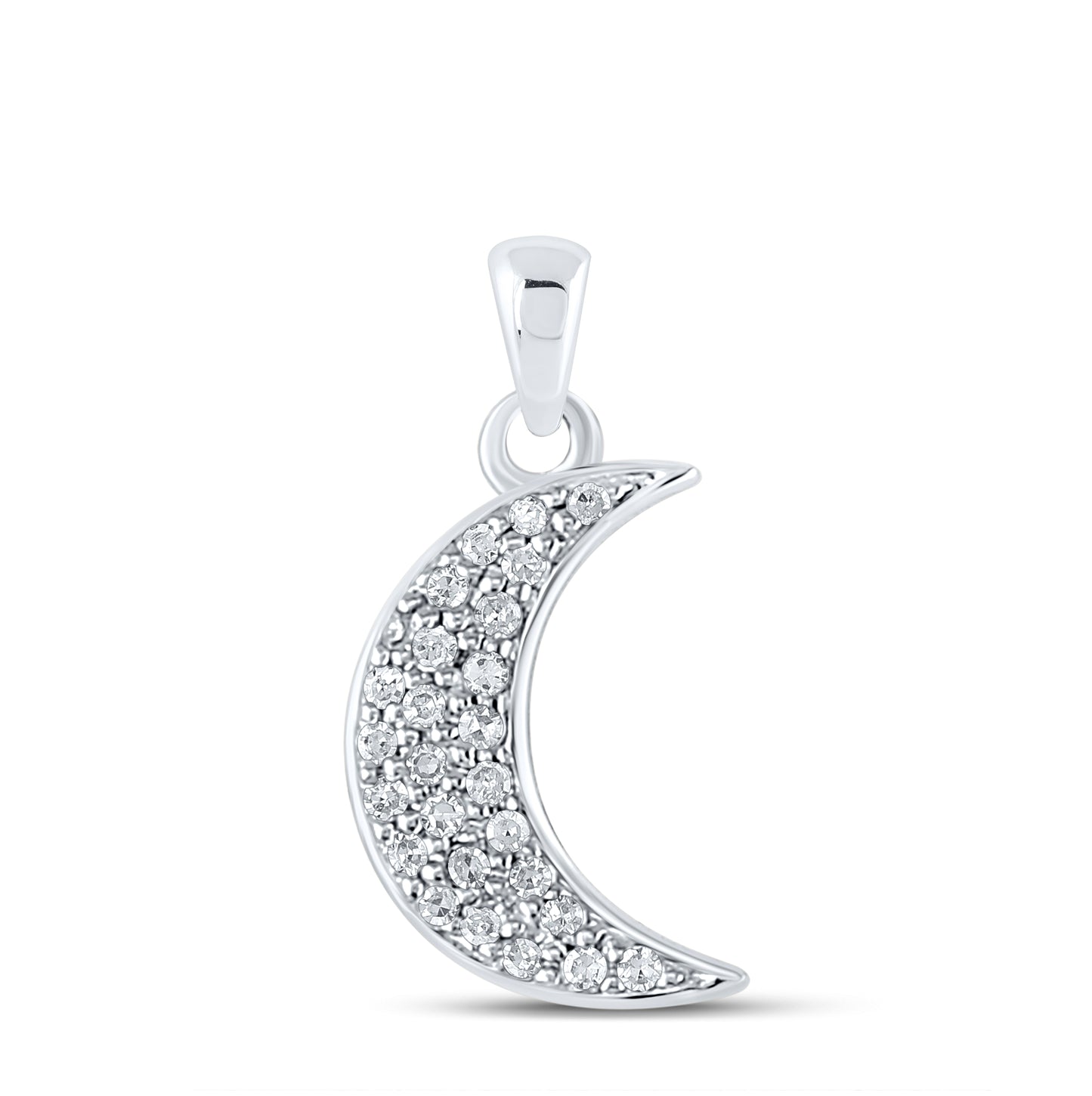 10K Yellow Or White Gold Womens Round Diamond Crescent Moon Fashion Pendant 1/8 Cttw