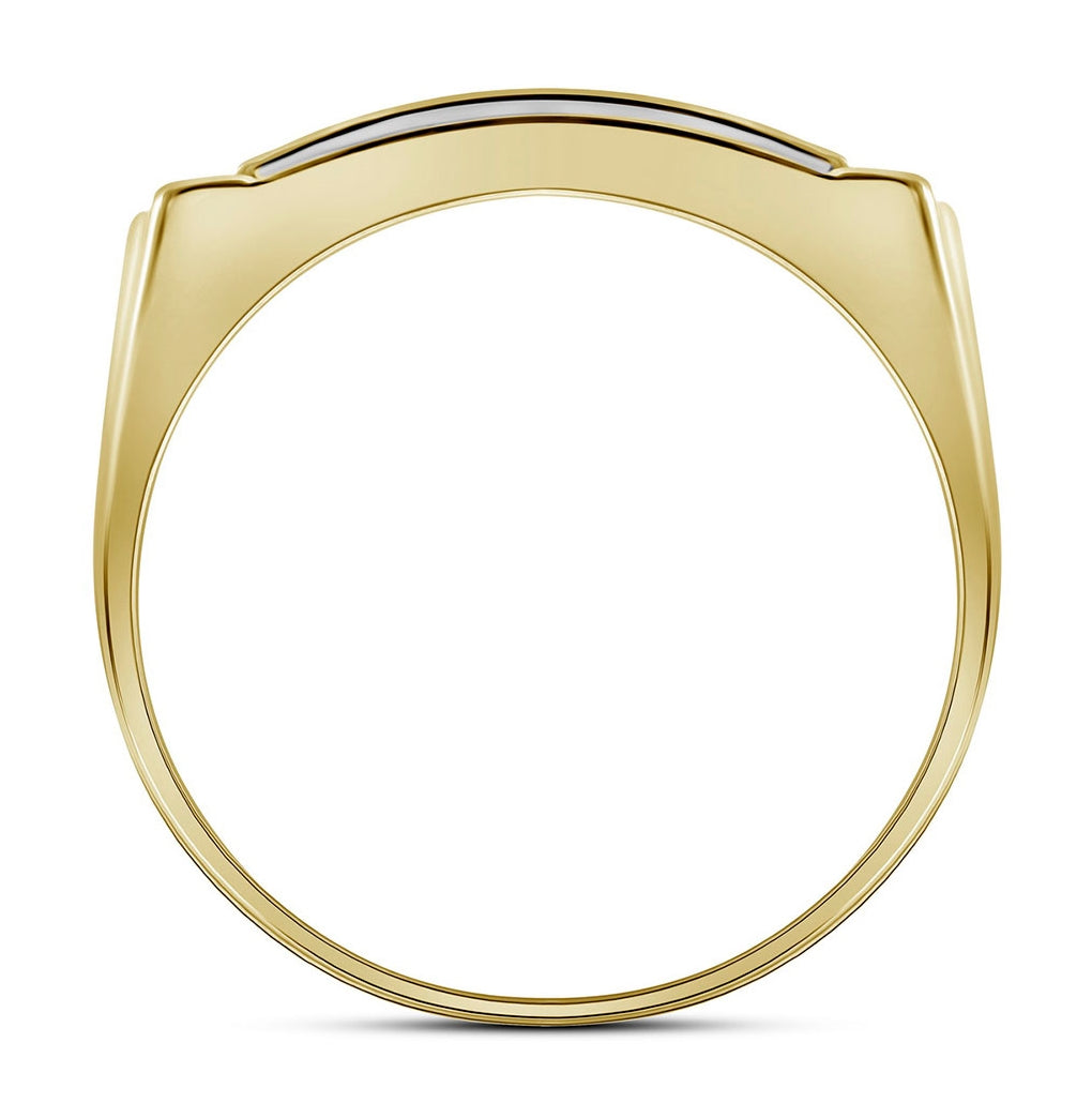 10K Yellow Gold Men's Round Dia. Rectangle Cluster Ring 1/2ctw, Men's Size: 7-13