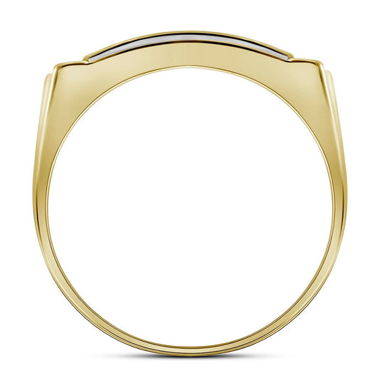 10K Yellow Gold Men's Round Dia. Rectangle Cluster Ring 1/2ctw, Men's Size: 7-13