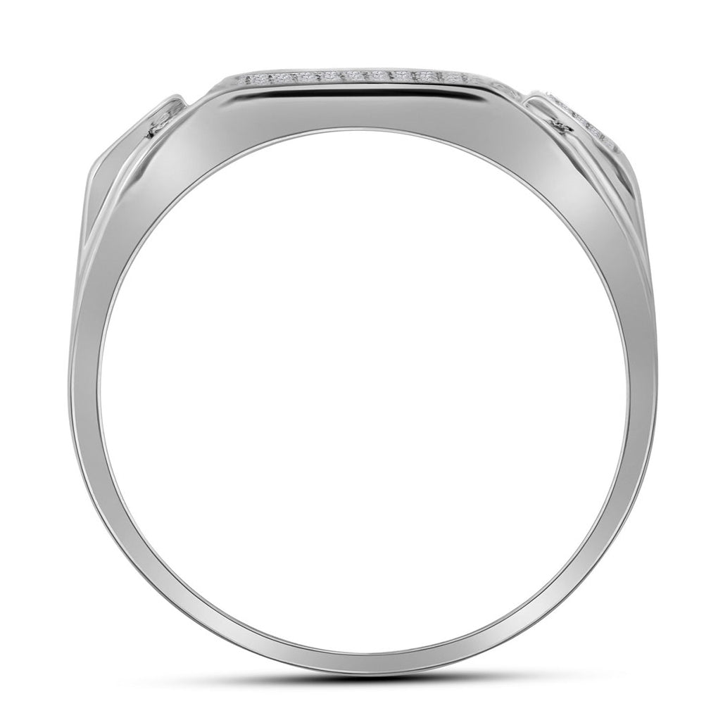 10K White Gold Mens Round Diamond Rectangle Cluster Ring 1/2 Cttw, Mens Size: 7-13
