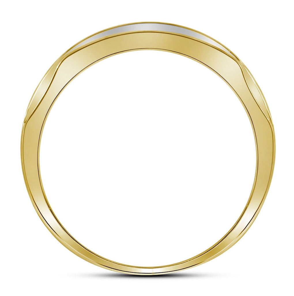 10K Yellow Gold Mens Round Diamond Domed Triple Row Fashion Ring 1/3 Cttw, Mens Size: 7-13