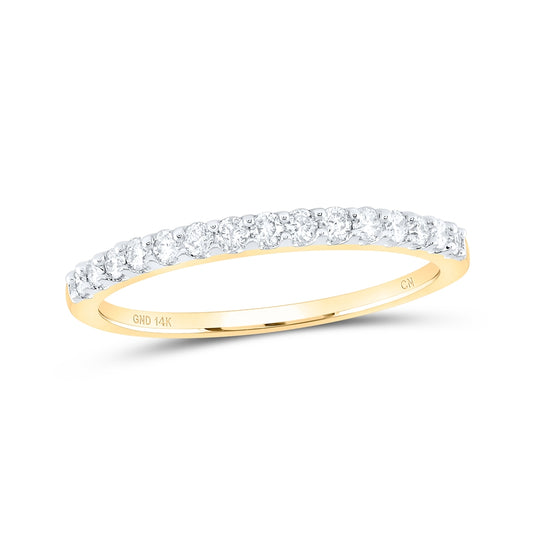 14K Yellow Gold Womens Round Diamond Wedding Anniversary Band 1/4 Cttw, Womens Size: 5-10