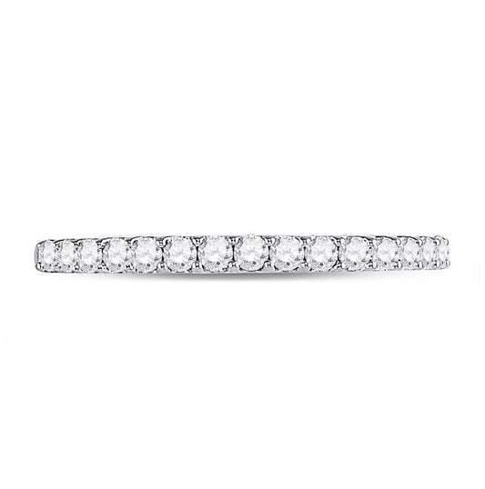 14K White Gold Womens Round Pave-set Diamond Single Row Wedding Band 1/4ctw, Womens Size: 5-10
